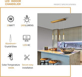 Adjustable Crystal Teardrop Pendant Light - Champagne Bubble Design LED